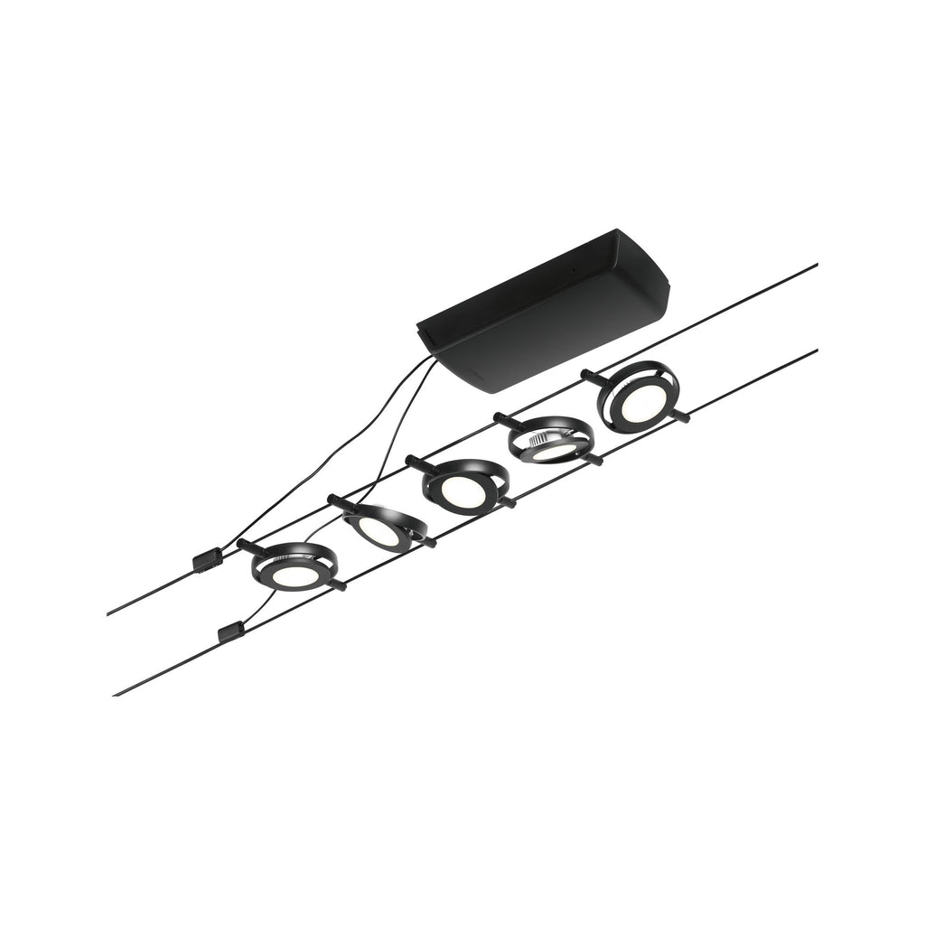 Paulmann Seilsystem Set RoundMac Schwarz matt#Chrom max. 5x4,5W