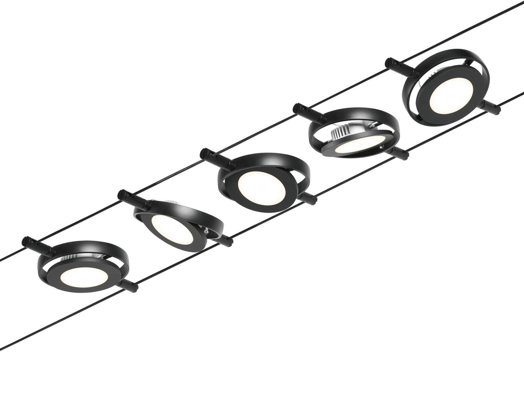 Paulmann Seilsystem Set RoundMac Schwarz matt#Chrom max. 5x4,5W
