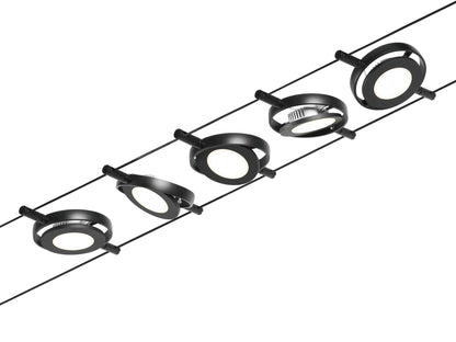 Paulmann Seilsystem Set RoundMac Schwarz matt#Chrom max. 5x4,5W