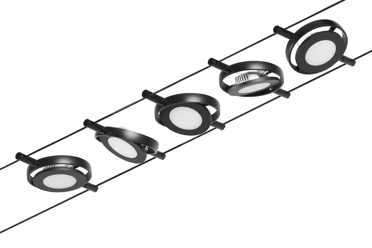 Paulmann Seilsystem Set RoundMac Schwarz matt#Chrom max. 5x4,5W