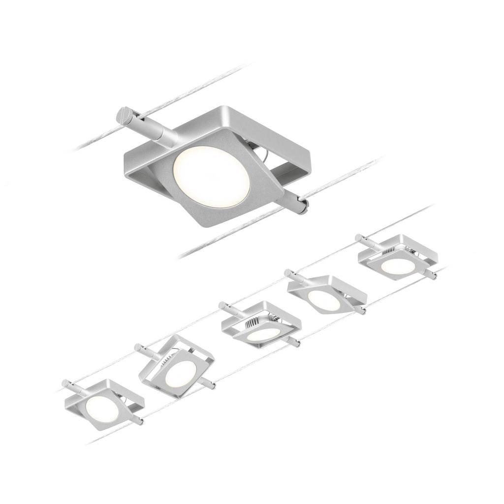 Paulmann Seilsystem MacLED Chrom matt#Chrom 5x4,5W  3.000K DC 60VA 5 Spots