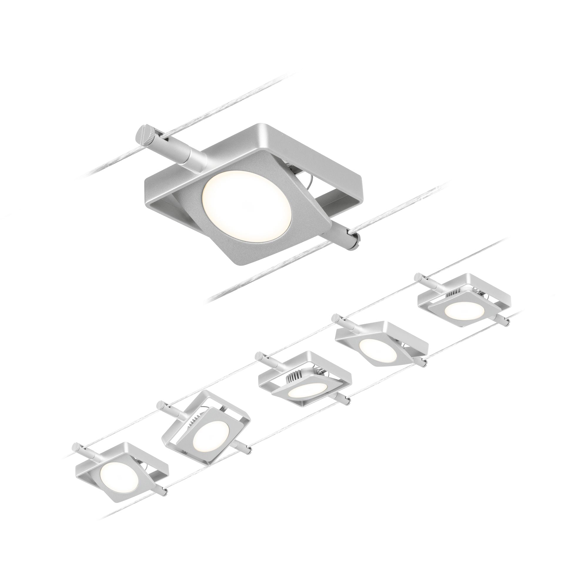 Paulmann Seilsystem MacLED Chrom matt#Chrom 5x4,5W  3.000K DC 60VA 5 Spots