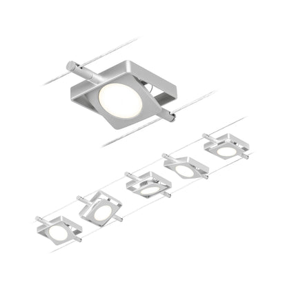 Paulmann Seilsystem MacLED Chrom matt#Chrom 5x4,5W  3.000K DC 60VA 5 Spots