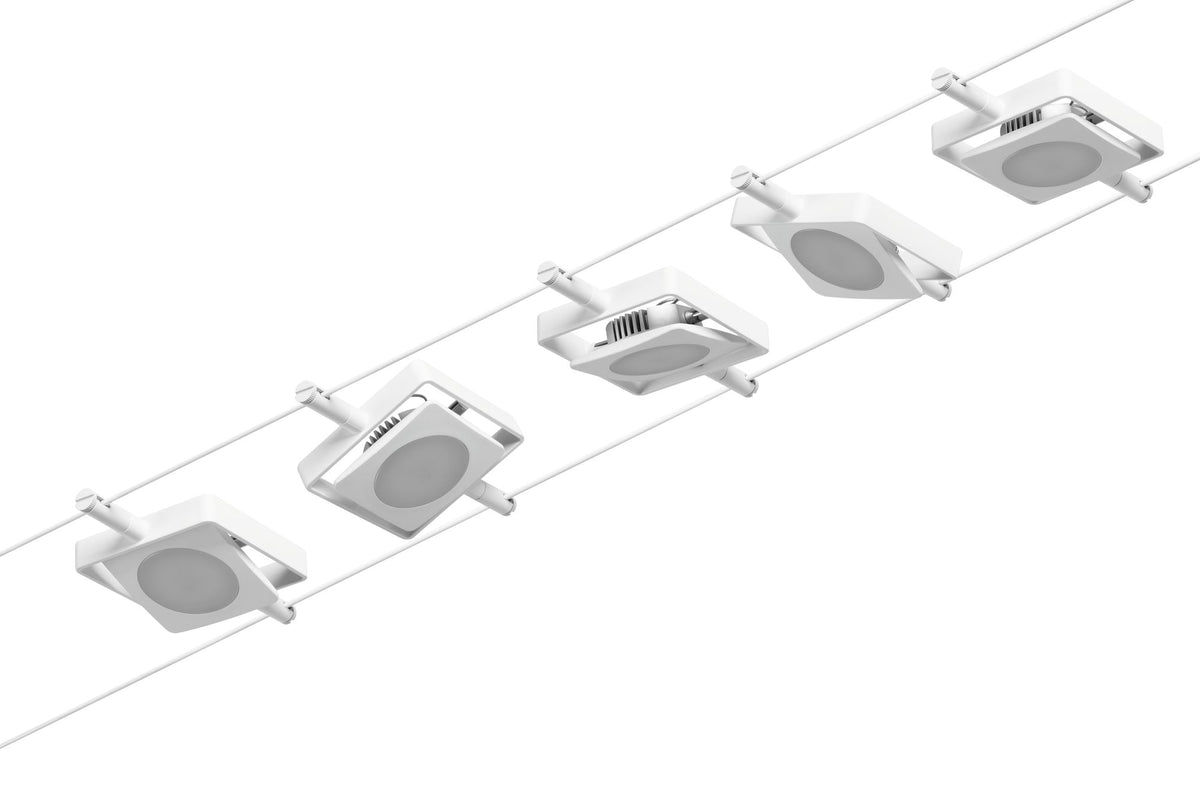 Paulmann Seilsystem Set MacLED Weiß,Chrom 5x4,5W  3.000 DC 60VA 5 Spots