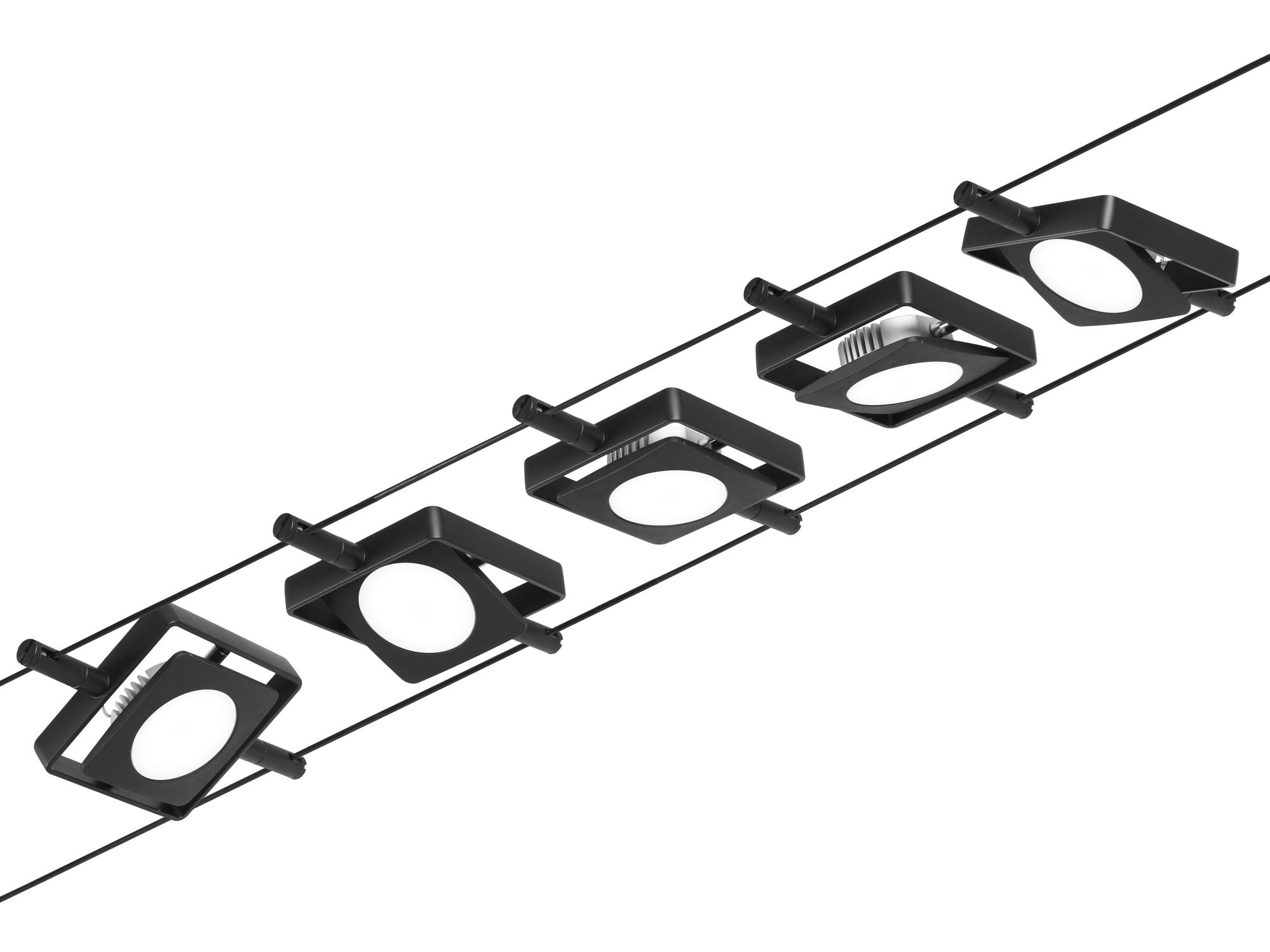 Paulmann Seilsystem MacLED Schwarz matt#Chrom 5x4,5W  3.000K DC 60VA 5 Spots