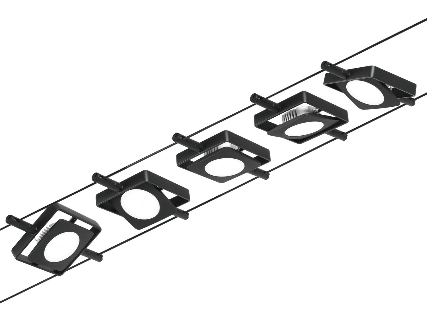 Paulmann Seilsystem MacLED Schwarz matt#Chrom 5x4,5W  3.000K DC 60VA 5 Spots