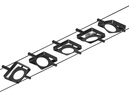 Paulmann Seilsystem MacLED Schwarz matt#Chrom 5x4,5W  3.000K DC 60VA 5 Spots