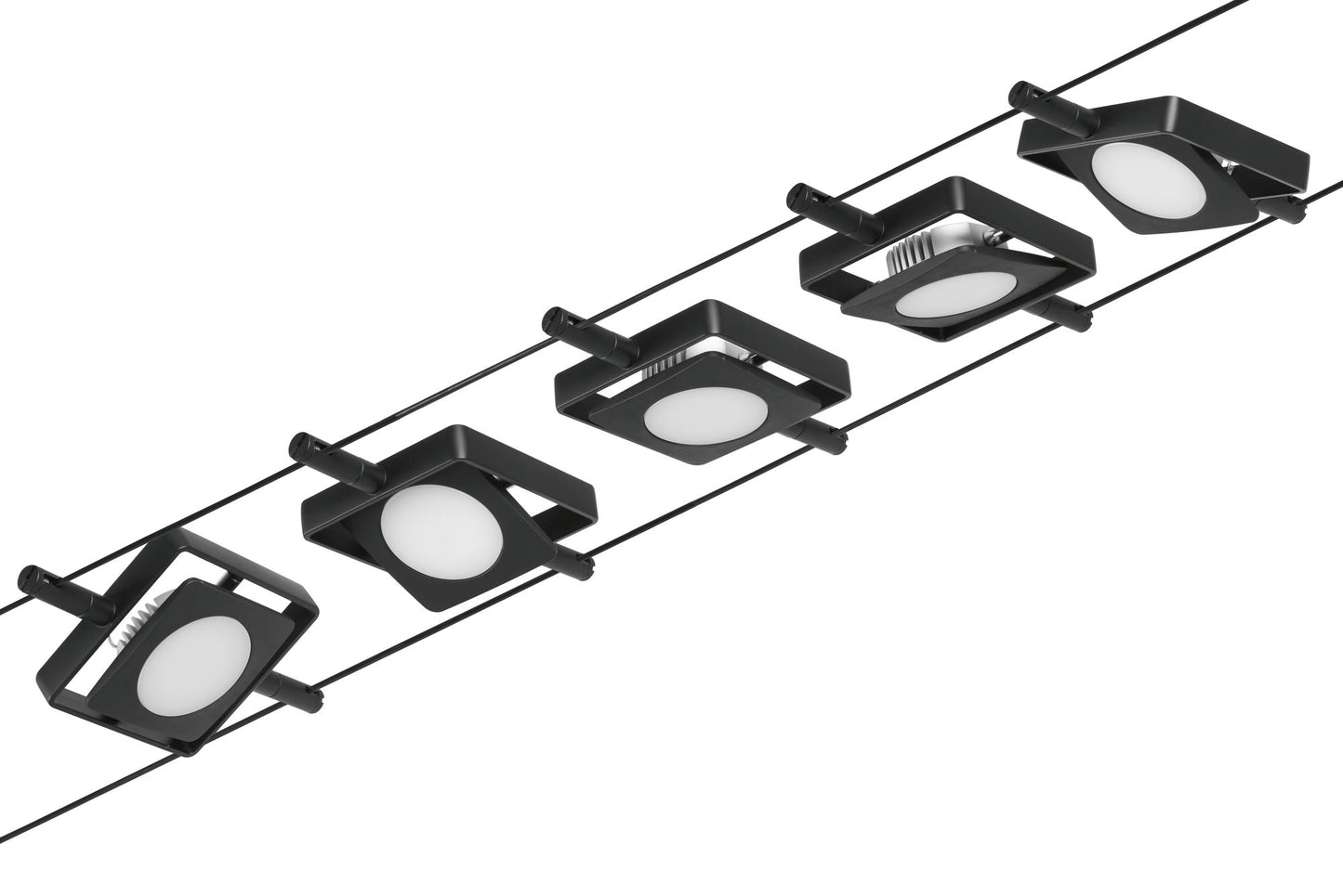 Paulmann Seilsystem MacLED Schwarz matt#Chrom 5x4,5W  3.000K DC 60VA 5 Spots