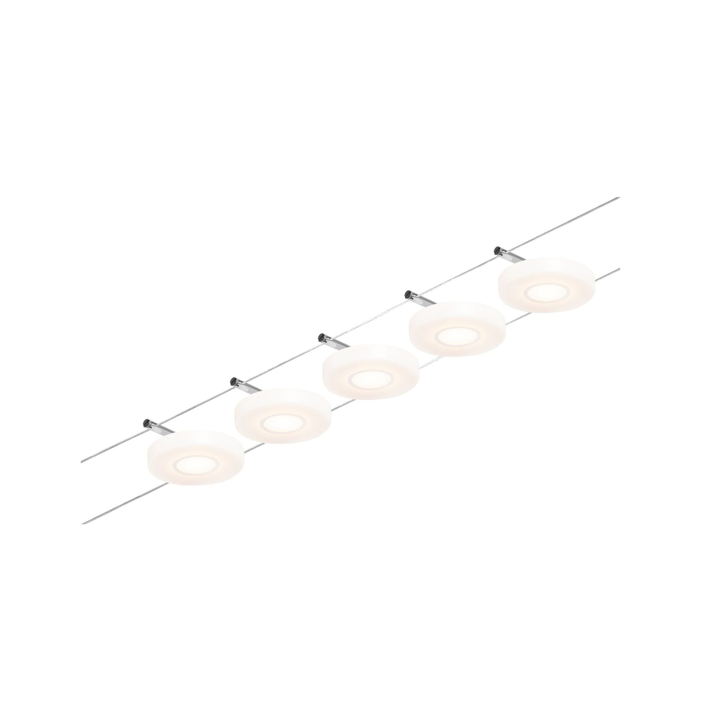 Paulmann Seilsystem Set DiscLED Chrom matt#Chrom 5x4,5W  3.000K DC 60VA 5 Spots