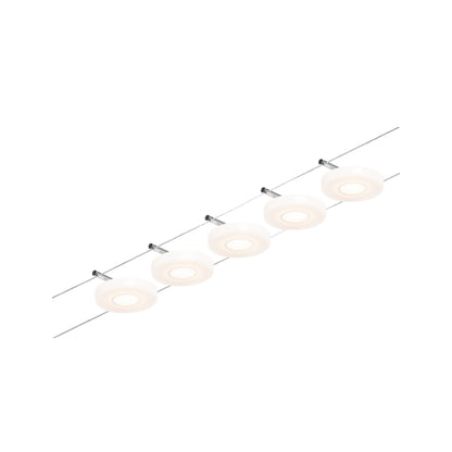 Paulmann Seilsystem Set DiscLED Chrom matt#Chrom 5x4,5W  3.000K DC 60VA 5 Spots
