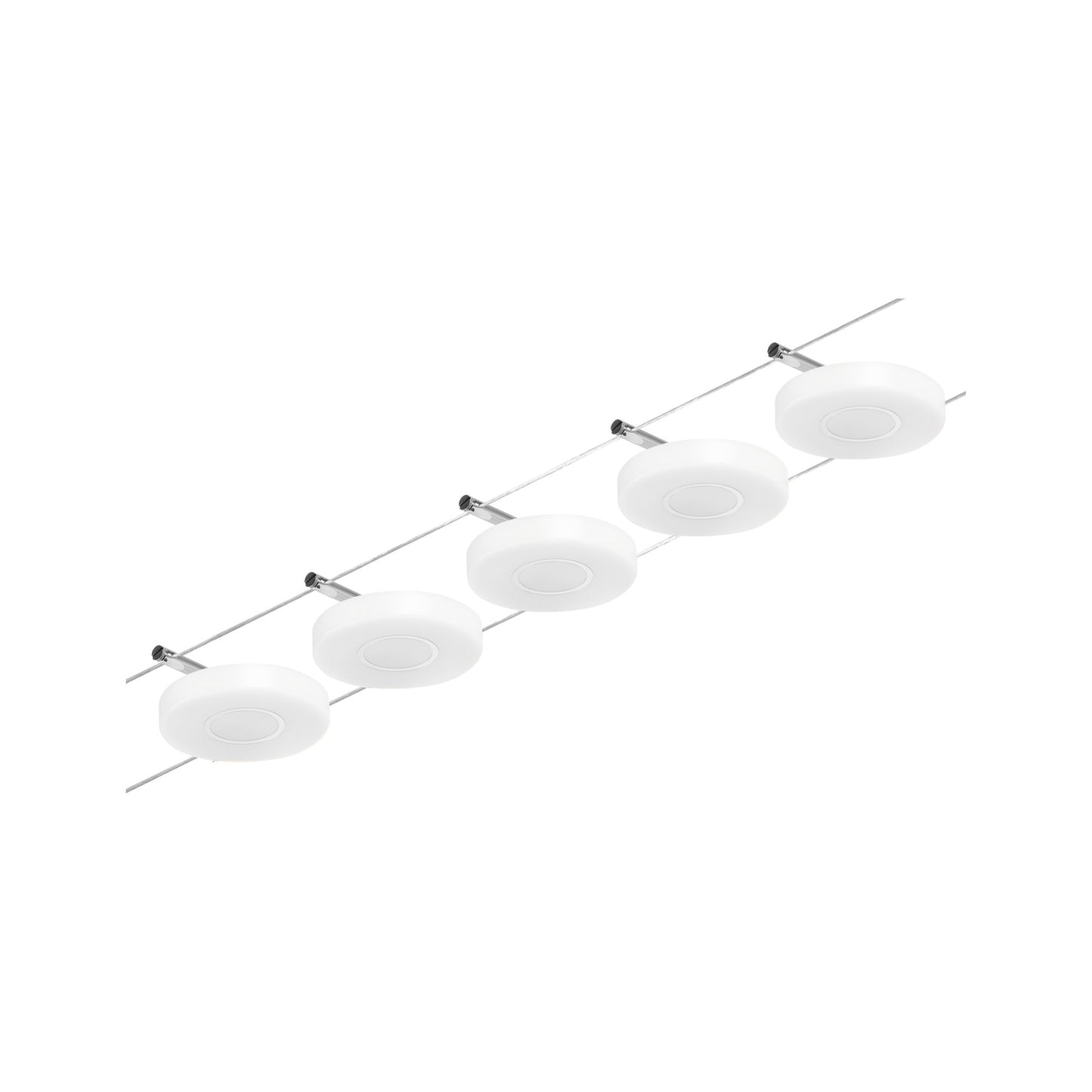 Paulmann Seilsystem Set DiscLED Chrom matt#Chrom 5x4,5W  3.000K DC 60VA 5 Spots