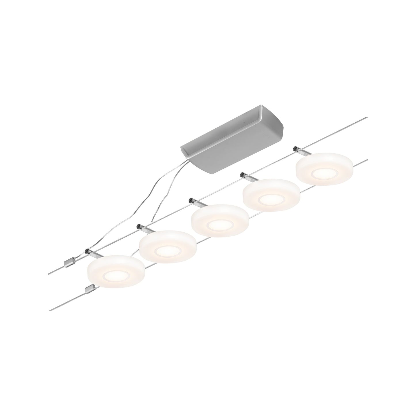 Paulmann Seilsystem Set DiscLED Chrom matt#Chrom 5x4,5W  3.000K DC 60VA 5 Spots