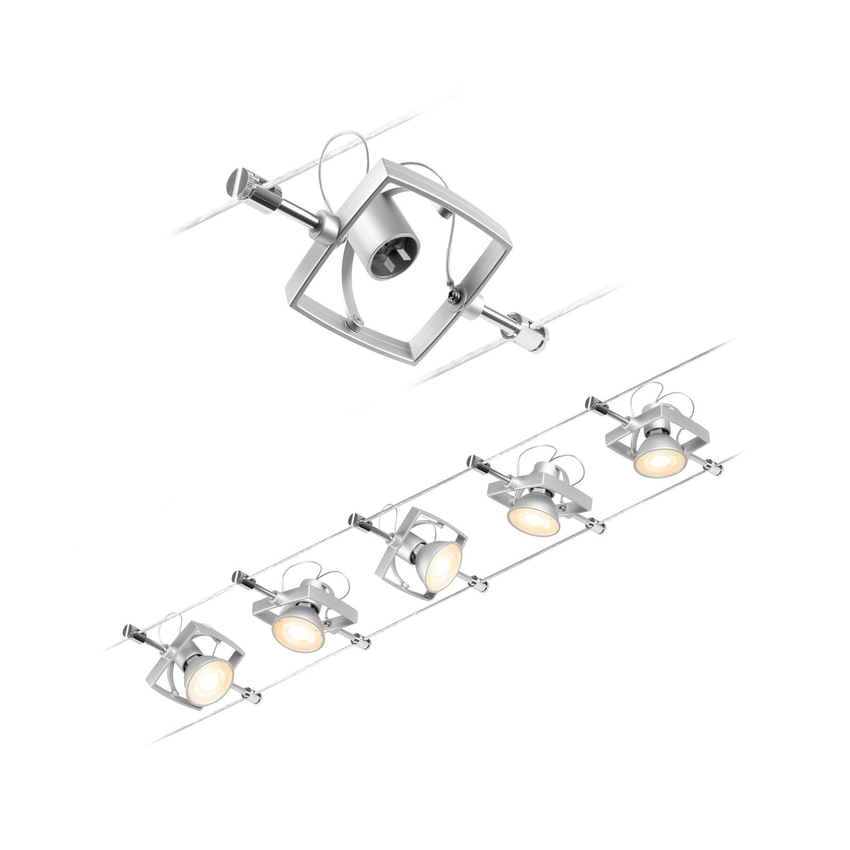 Paulmann Seilsystem Mac II Chrom matt 5 Spots ohne Leuchtmittel max. 5x10W GU5,3 DC 60VA