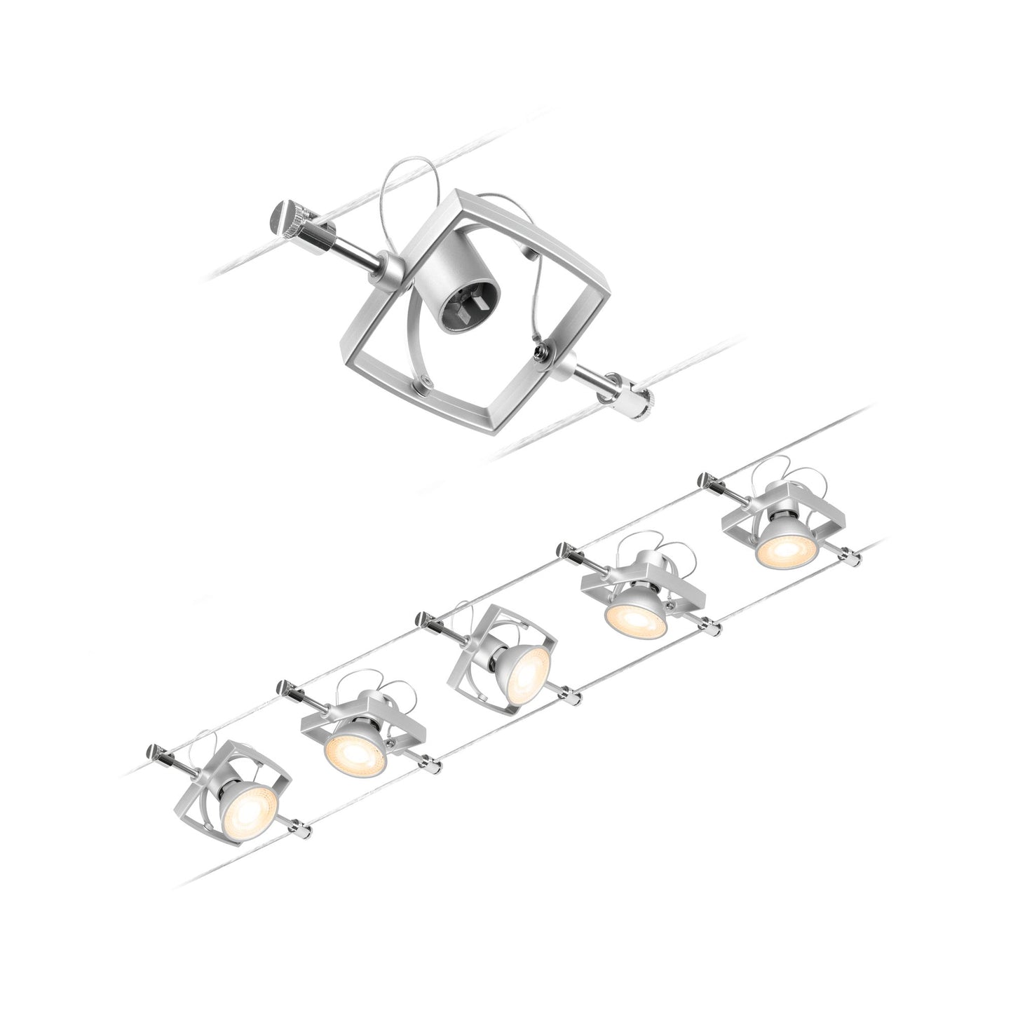Paulmann Seilsystem Mac II Chrom matt 5 Spots ohne Leuchtmittel max. 5x10W GU5,3 DC 60VA