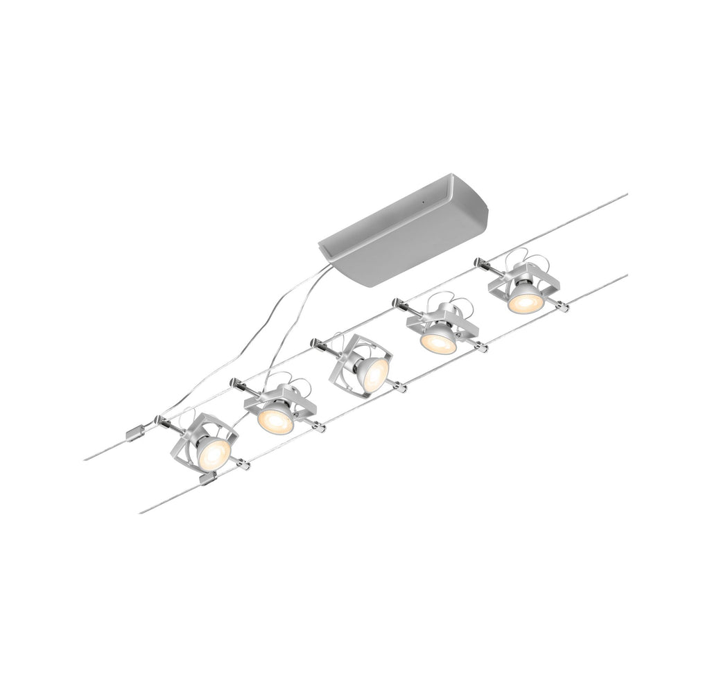 Paulmann Seilsystem Mac II Chrom matt 5 Spots ohne Leuchtmittel max. 5x10W GU5,3 DC 60VA