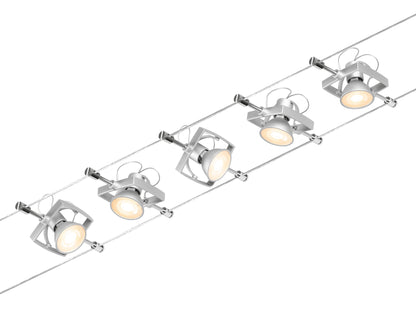 Paulmann Seilsystem Mac II Chrom matt 5 Spots ohne Leuchtmittel max. 5x10W GU5,3 DC 60VA