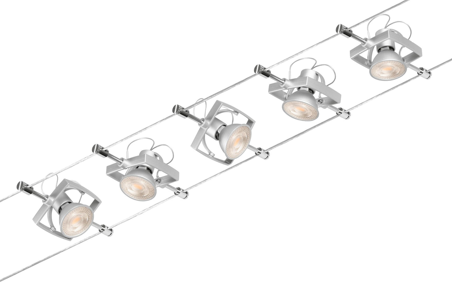 Paulmann Seilsystem Mac II Chrom matt 5 Spots ohne Leuchtmittel max. 5x10W GU5,3 DC 60VA