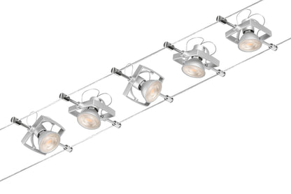 Paulmann Seilsystem Mac II Chrom matt 5 Spots ohne Leuchtmittel max. 5x10W GU5,3 DC 60VA