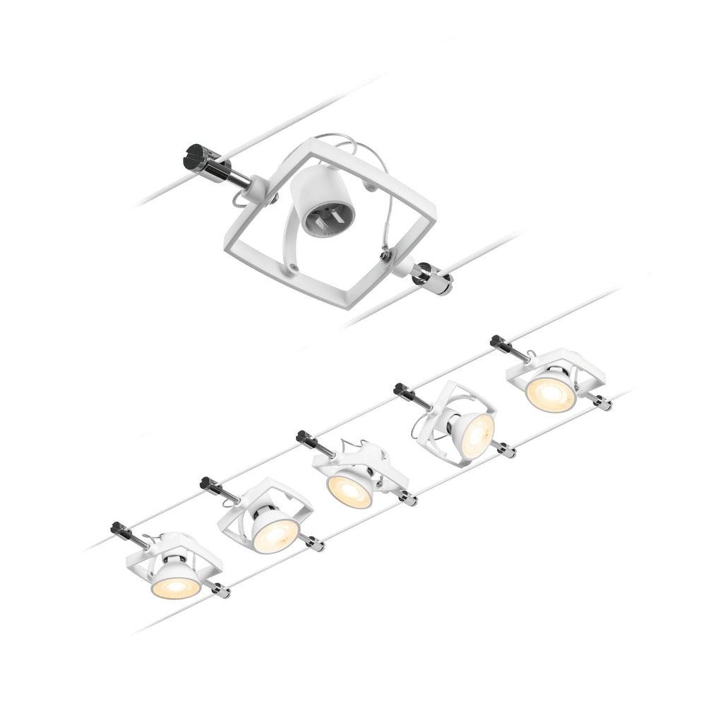 Paulmann Seilsystem Mac II Chrom matt 5 Spots ohne Leuchtmittel max. 5x10W GU5,3 DC 60VA