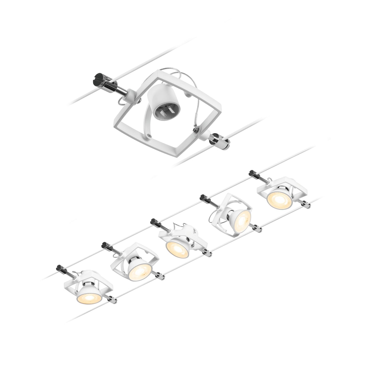 Paulmann Seilsystem Mac II Chrom matt 5 Spots ohne Leuchtmittel max. 5x10W GU5,3 DC 60VA