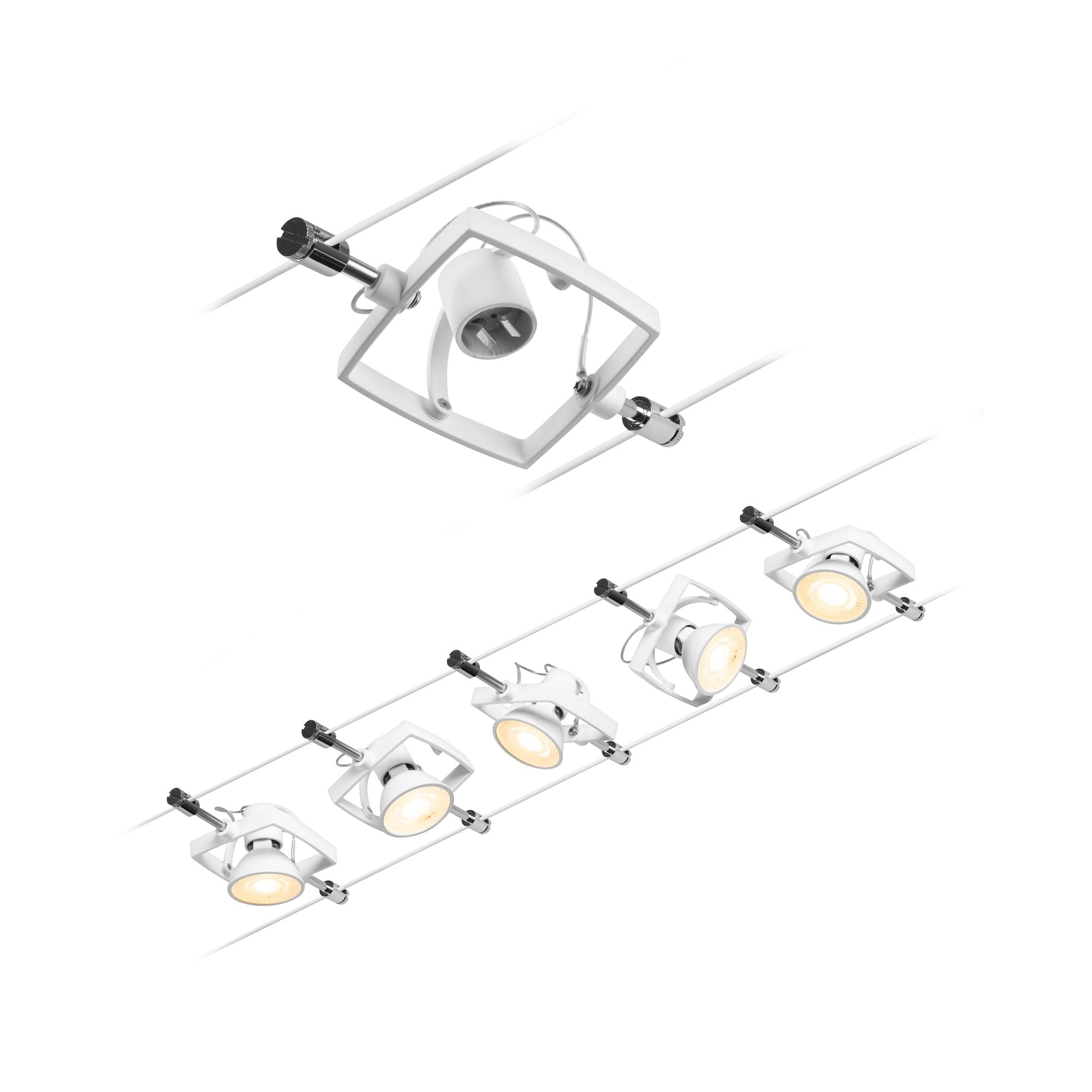 Paulmann Seilsystem Mac II Chrom matt 5 Spots ohne Leuchtmittel max. 5x10W GU5,3 DC 60VA