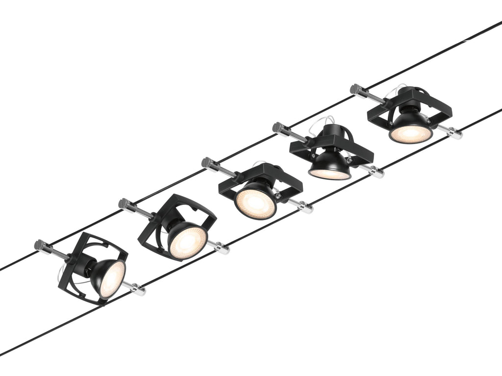 Paulmann Seilsystem Mac II Chrom matt 5 Spots ohne Leuchtmittel max. 5x10W GU5,3 DC 60VA