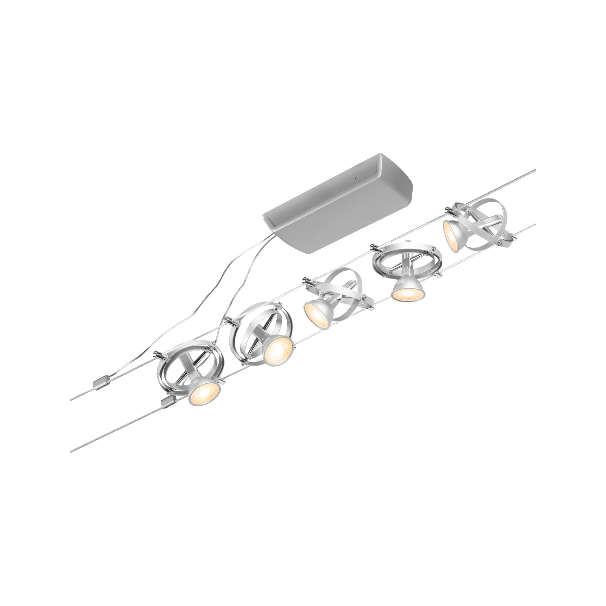 Paulmann Seilsystem Cardan Chrom matt 5 Spots ohne Leuchtmittel max. 10W GU5,3 DC 60VA