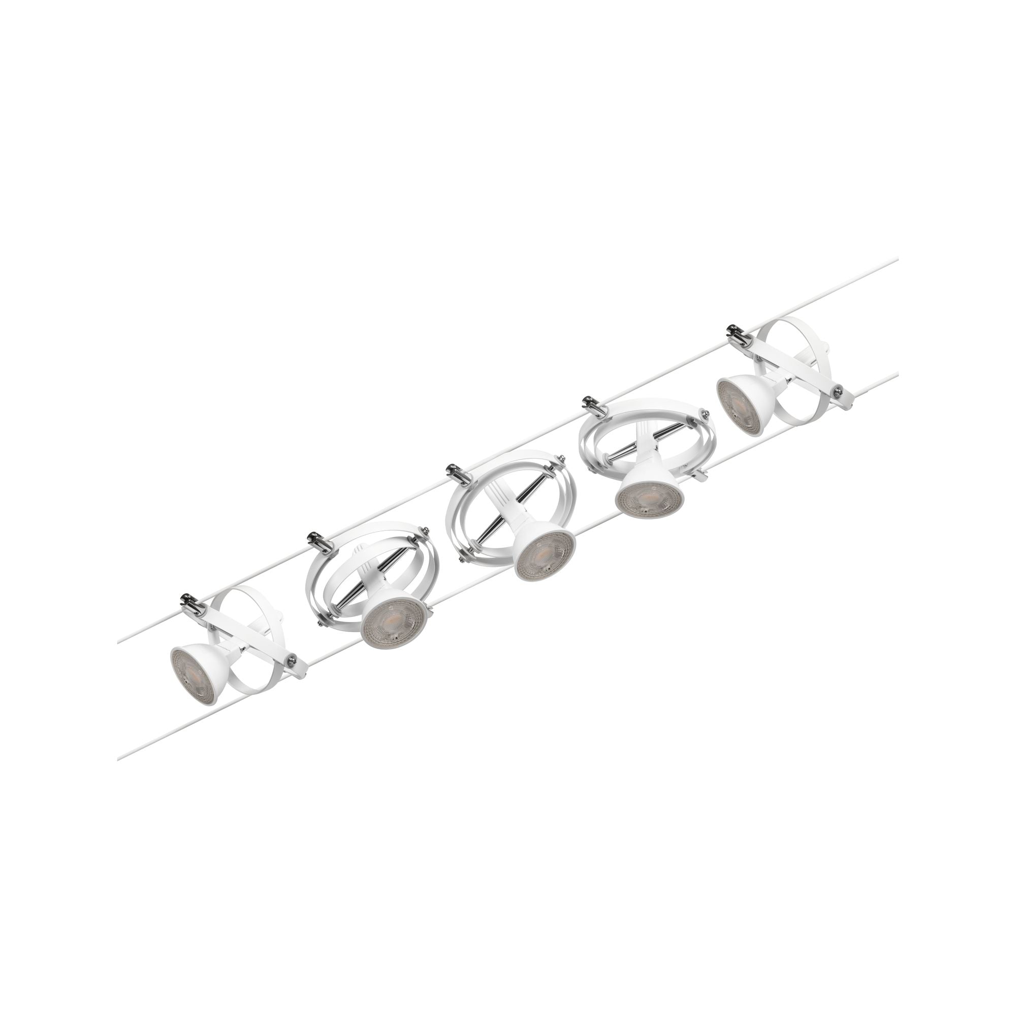 Paulmann Seilsystem Cardan Chrom matt 5 Spots ohne Leuchtmittel max. 10W GU5,3 DC 60VA