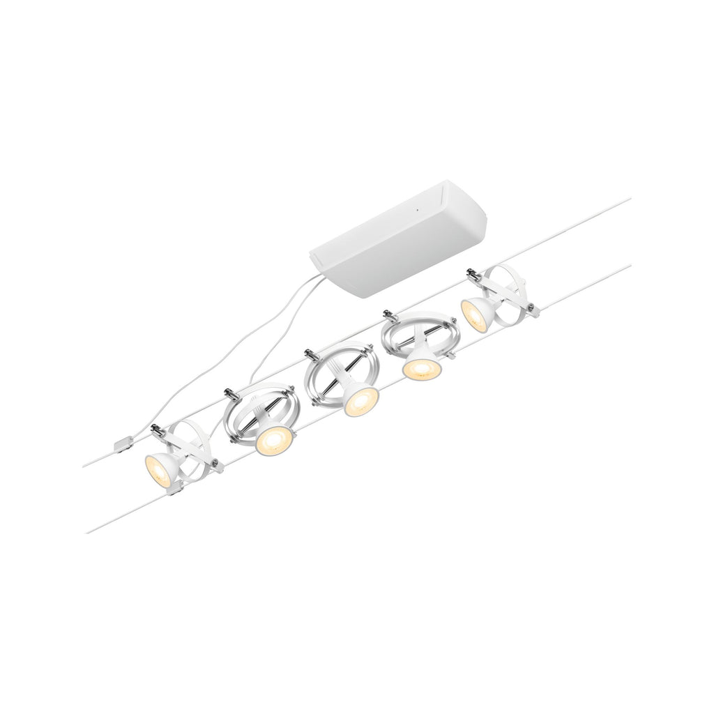 Paulmann Seilsystem Cardan Chrom matt 5 Spots ohne Leuchtmittel max. 10W GU5,3 DC 60VA