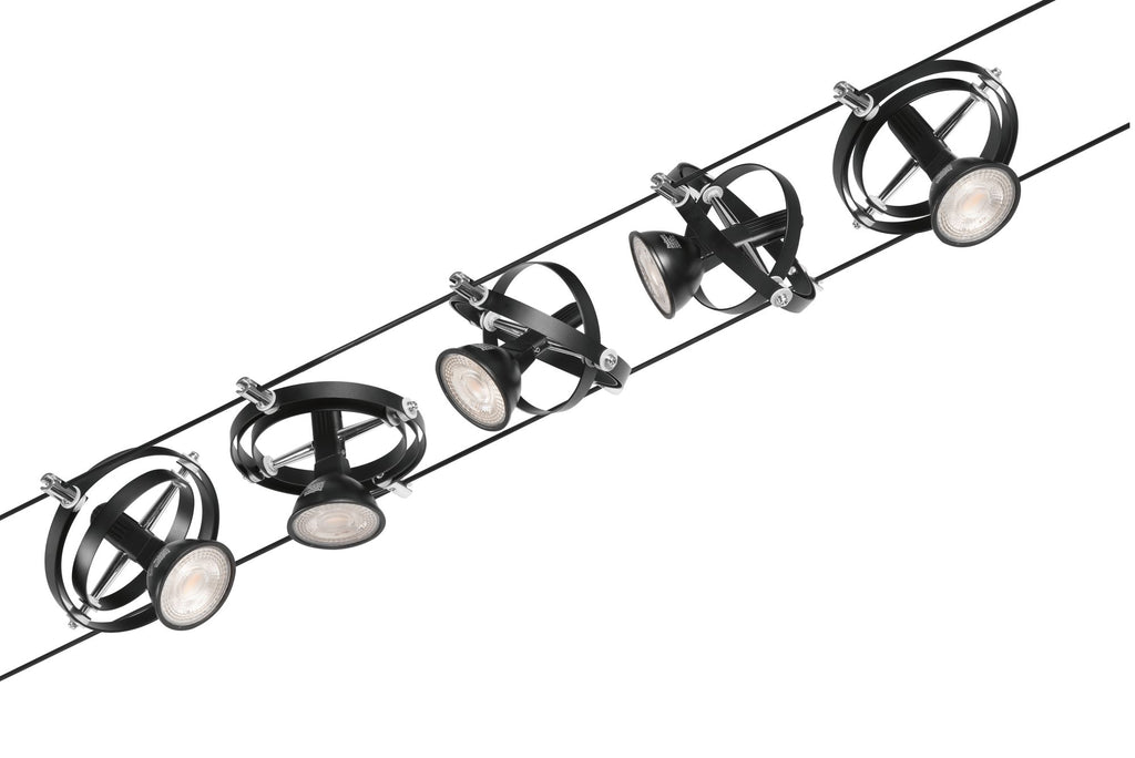 Paulmann Seilsystem Cardan Chrom matt 5 Spots ohne Leuchtmittel max. 10W GU5,3 DC 60VA