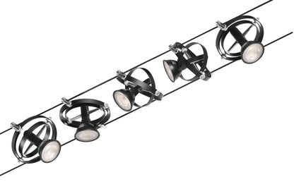 Paulmann Seilsystem Cardan Chrom matt 5 Spots ohne Leuchtmittel max. 10W GU5,3 DC 60VA