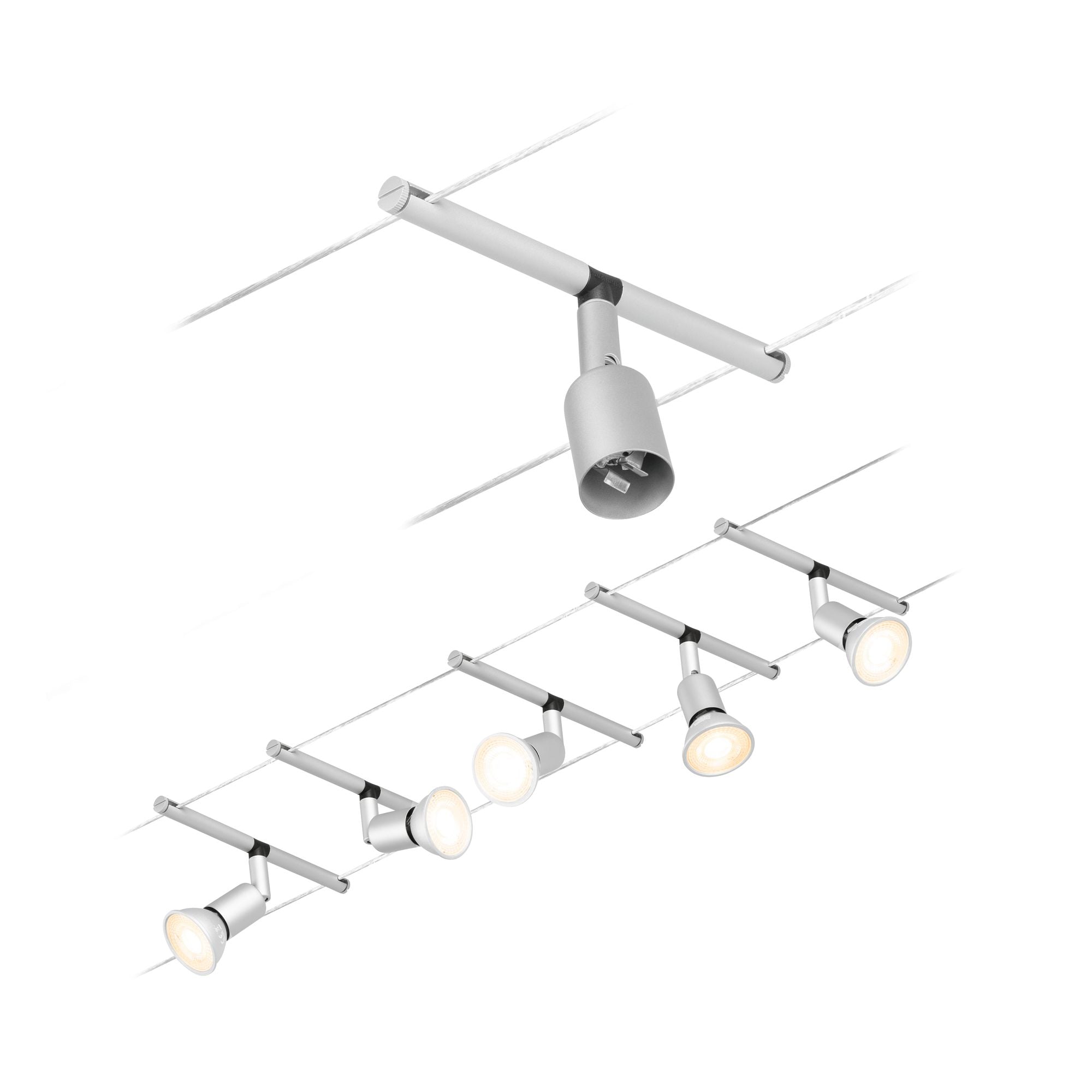 Paulmann Seilsystem Salt Chrom matt 5 Spots ohne Leuchtmittel max. 10W GU5,3 DC 60VA