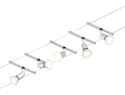 Paulmann Seilsystem Salt Chrom matt 5 Spots ohne Leuchtmittel max. 10W GU5,3 DC 60VA
