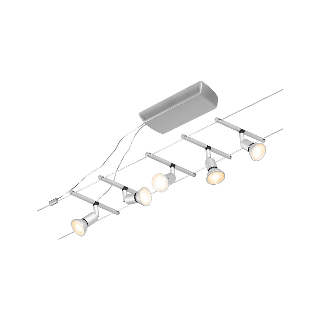 Paulmann Seilsystem Salt Chrom matt 5 Spots ohne Leuchtmittel max. 10W GU5,3 DC 60VA