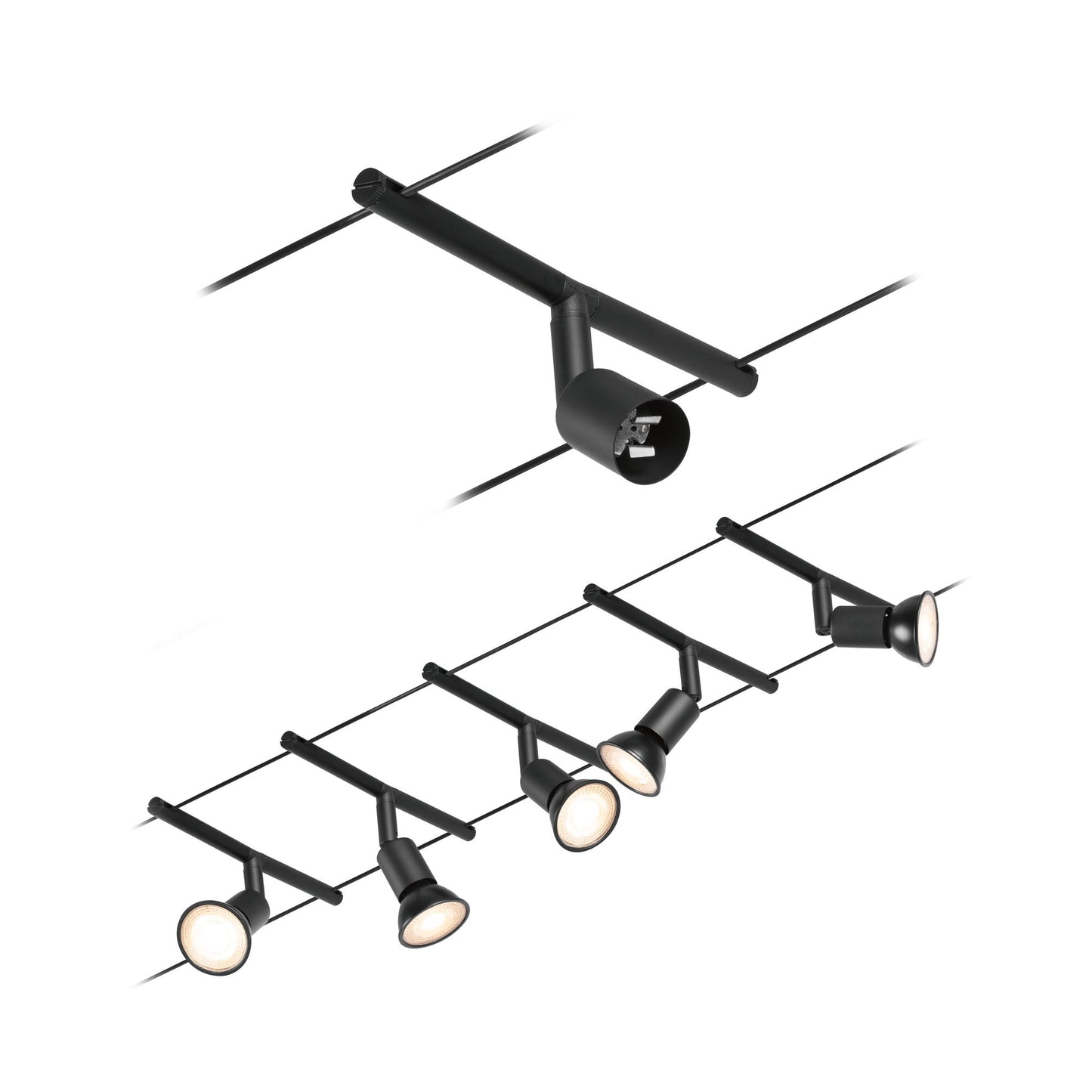 Paulmann Seilsystem Salt Schwarz 5 Spots ohne Leuchtmittel max. 10W GU5,3 DC 60VA