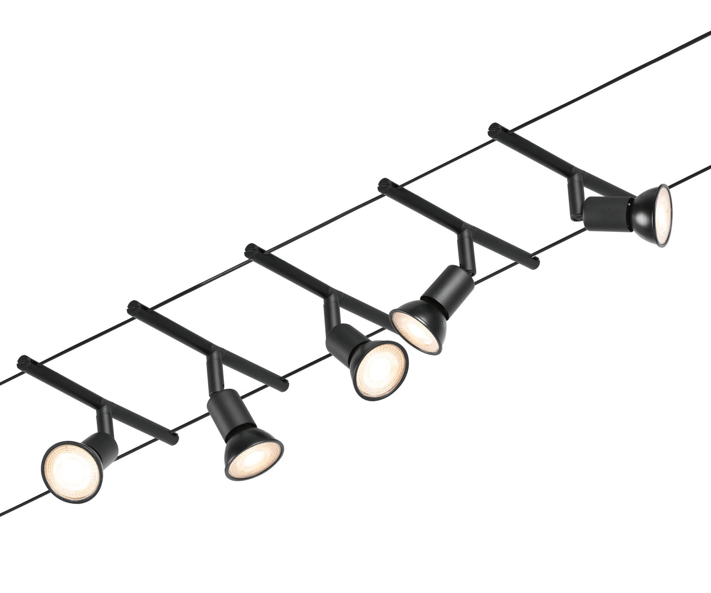 Paulmann Seilsystem Salt Schwarz 5 Spots ohne Leuchtmittel max. 10W GU5,3 DC 60VA