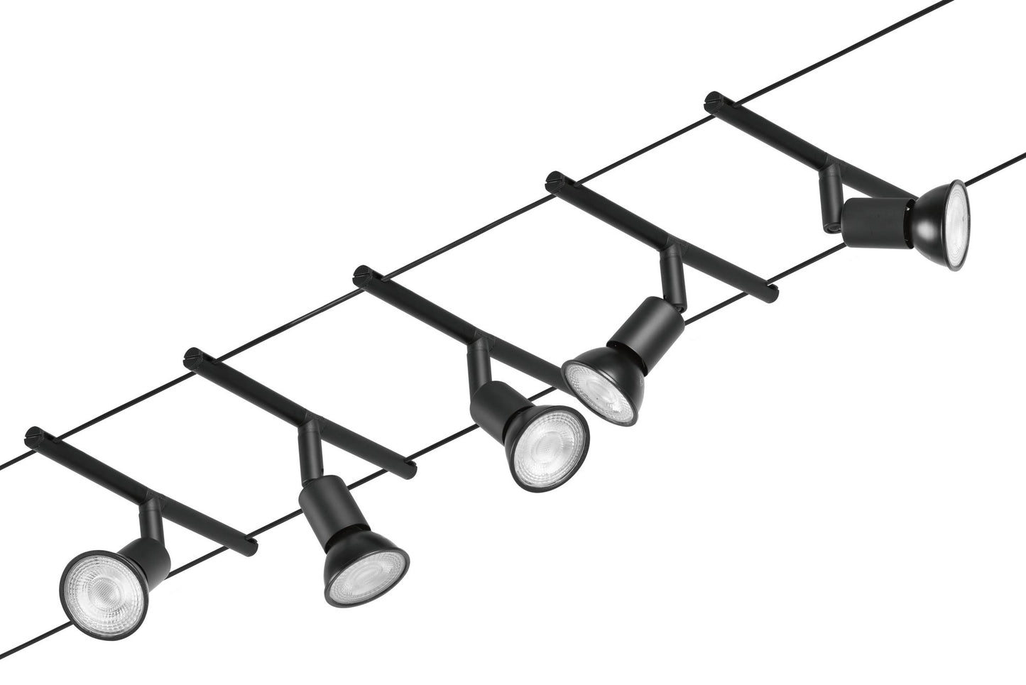 Paulmann Seilsystem Salt Schwarz 5 Spots ohne Leuchtmittel max. 10W GU5,3 DC 60VA