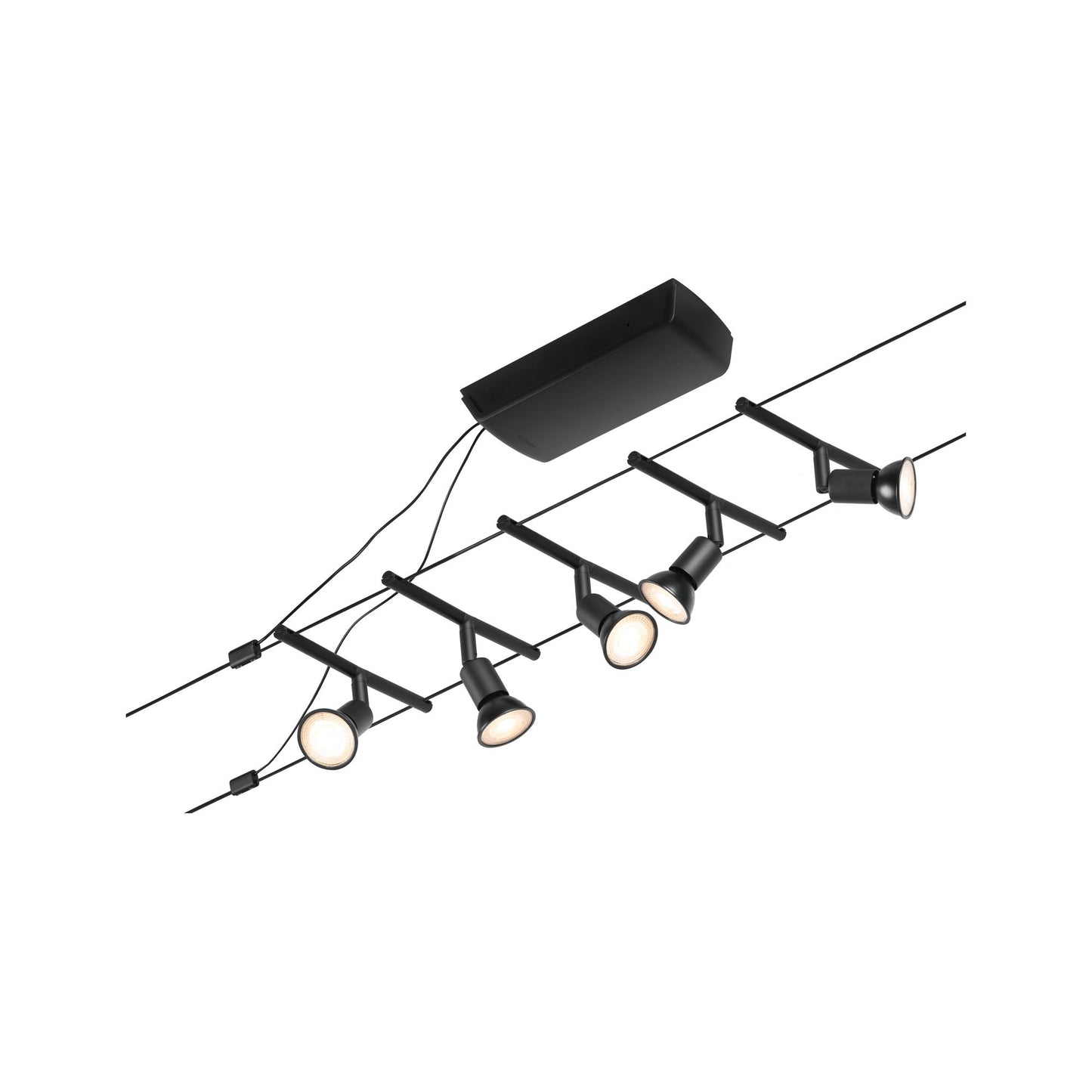 Paulmann Seilsystem Salt Schwarz 5 Spots ohne Leuchtmittel max. 10W GU5,3 DC 60VA