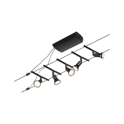 Paulmann Seilsystem Salt Schwarz 5 Spots ohne Leuchtmittel max. 10W GU5,3 DC 60VA