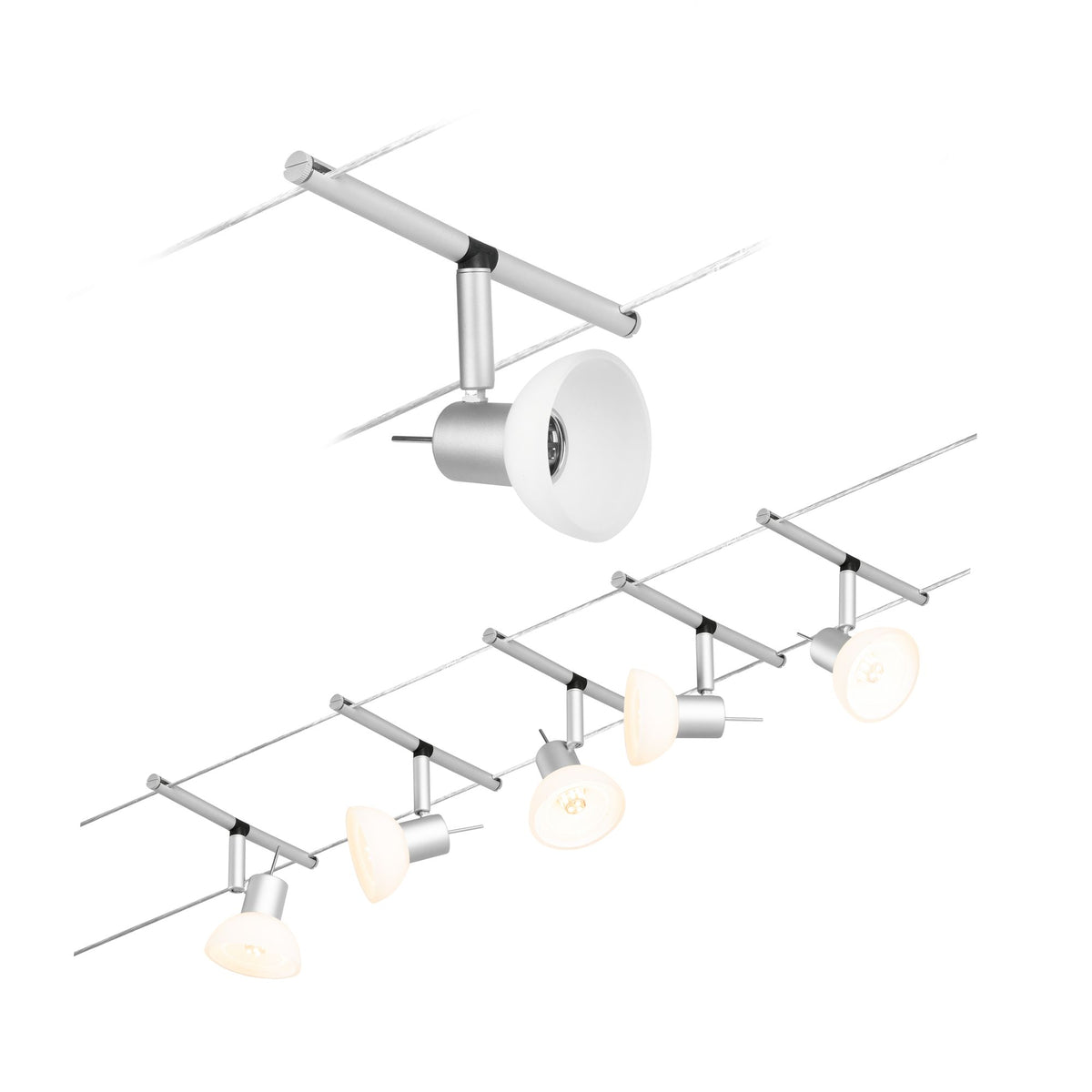Paulmann Seilsystem Sheela Chrom matt 5 Spots ohne Leuchtmittel max. 10W GU5,3 DC 60VA