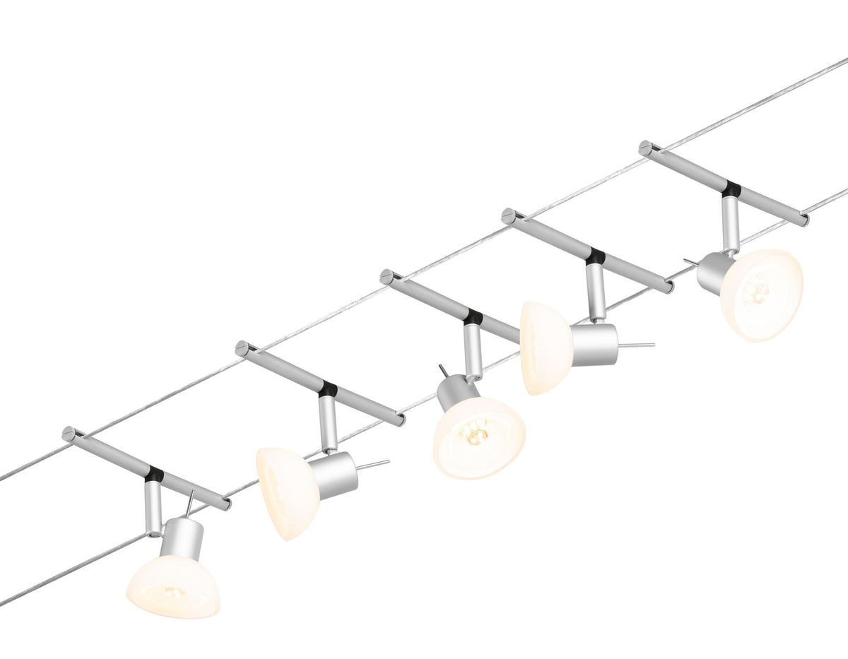 Paulmann Seilsystem Sheela Chrom matt 5 Spots ohne Leuchtmittel max. 10W GU5,3 DC 60VA