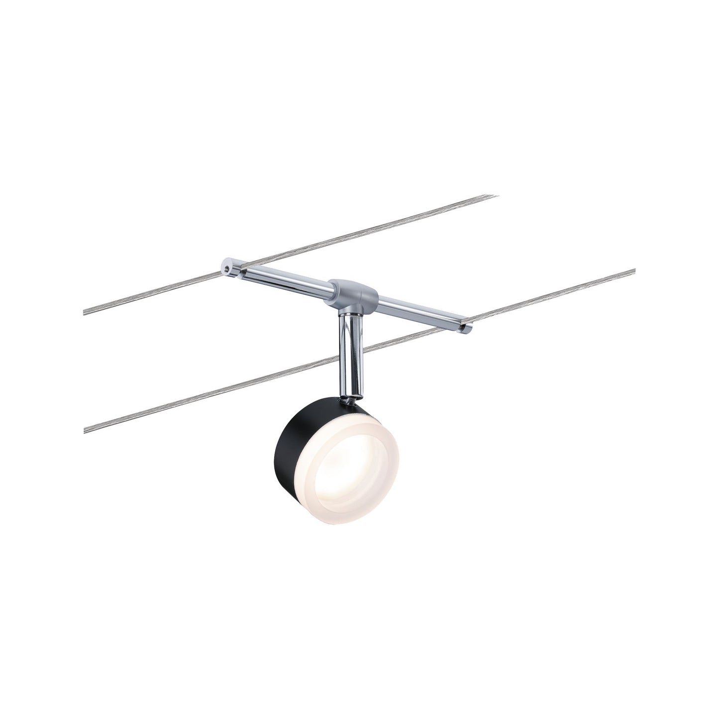 Paulmann Seilsystem ClearLED Schwarz#Chrom 5 Spots inkl. festverbauten Leuchtmittel 4W GU5,3 DC 60VA