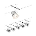 Paulmann Seilsystem Set Cone Chrom matt,Chrom 5 Spots ohne Leuchtmittel max. 5xW GU5,3 DC 60VA
