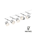 Paulmann Seilsystem Set Cone Chrom matt,Chrom 5 Spots ohne Leuchtmittel max. 5xW GU5,3 DC 60VA