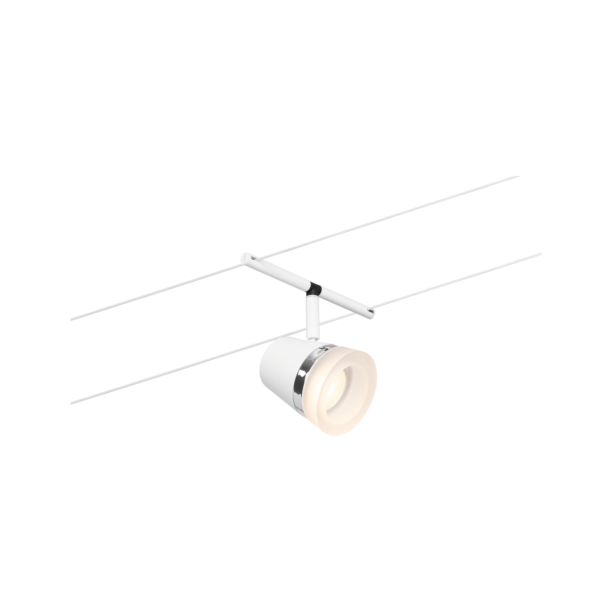 Paulmann Seilsystem Set Cone Weiß matt,Chrom 5 Spots ohne Leuchtmittel max. 5xW GU5,3 DC 60VA