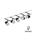 Paulmann Seilsystem Set Cone Schwarz matt,Chrom 5 Spots ohne Leuchtmittel max. 5xW GU5,3 DC 60VA