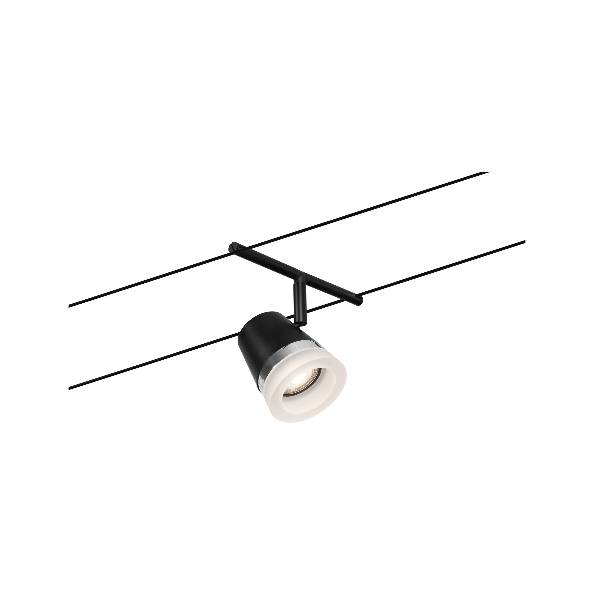 Paulmann Seilsystem Set Cone Schwarz matt,Chrom 5 Spots ohne Leuchtmittel max. 5xW GU5,3 DC 60VA