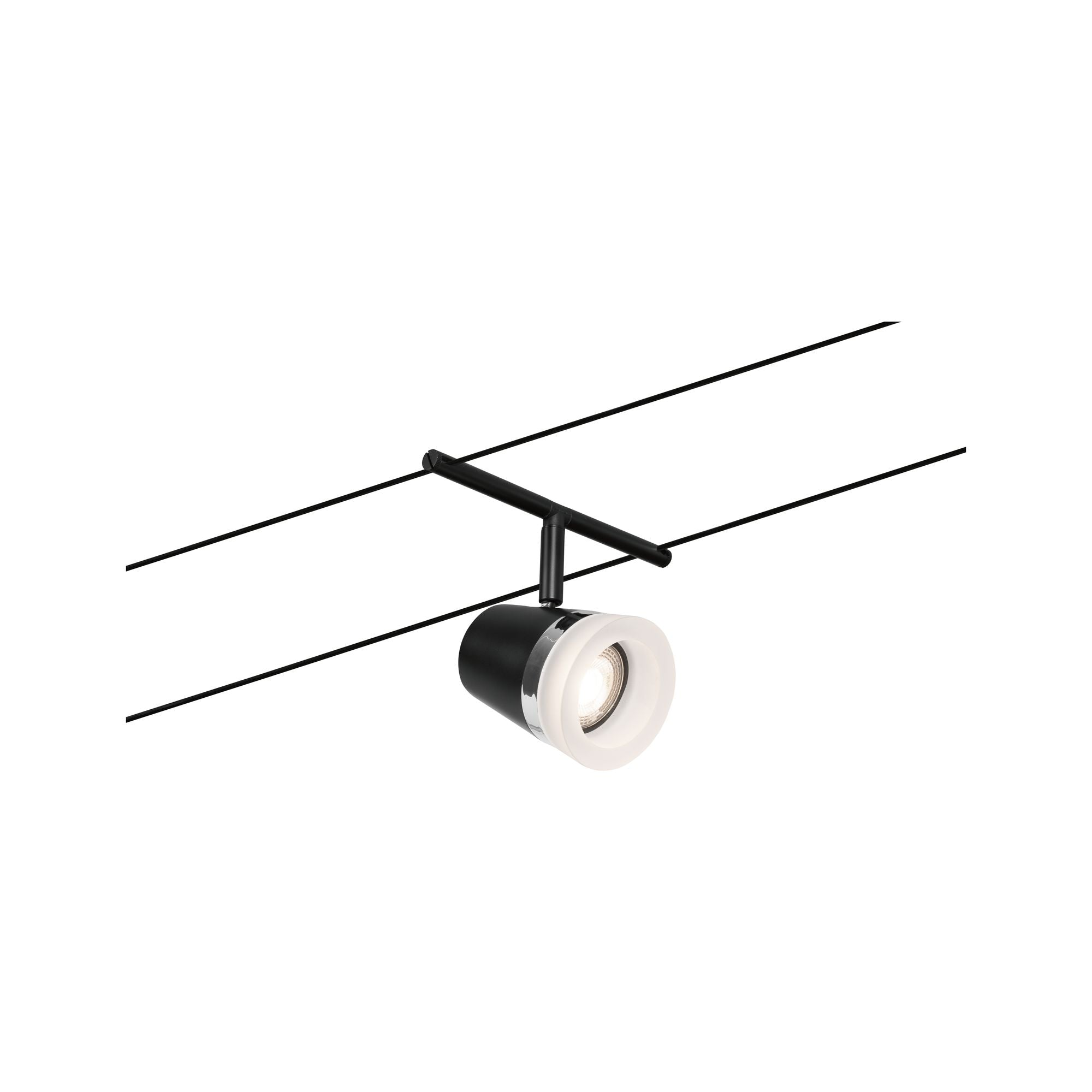 Paulmann Seilsystem Set Cone Schwarz matt,Chrom 5 Spots ohne Leuchtmittel max. 5xW GU5,3 DC 60VA