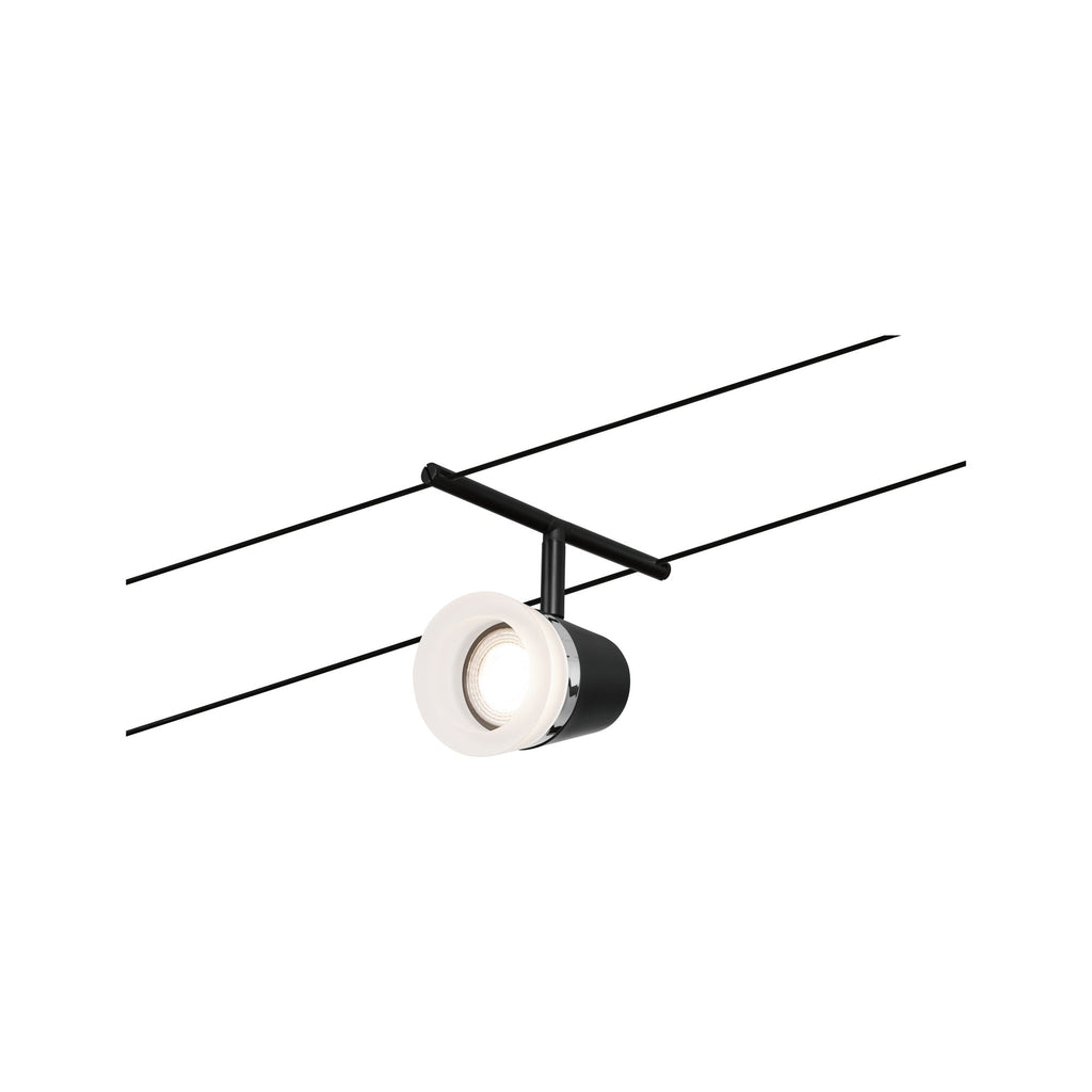 Paulmann Seilsystem Set Cone Schwarz matt,Chrom 5 Spots ohne Leuchtmittel max. 5xW GU5,3 DC 60VA