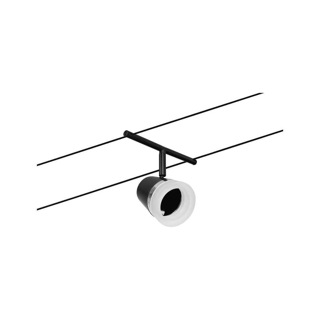 Paulmann Seilsystem Set Cone Schwarz matt,Chrom 5 Spots ohne Leuchtmittel max. 5xW GU5,3 DC 60VA
